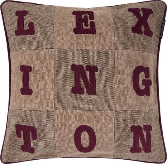 Lexington Letter Patch Tweed putetrekk 50x50 cm beige/brown/fig Lexington Letter Patch Tweed putetrekk 50x50 cm beige/brown/fig