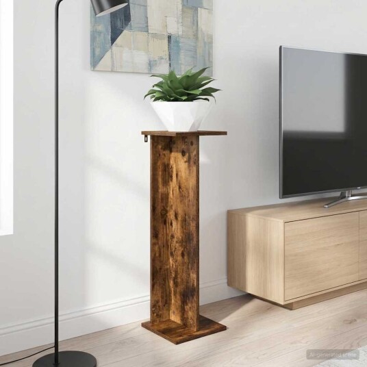 vidaXL Planteholder Røkt Eik 25 x 25,5 x 80,5 cm Konstruert tre
