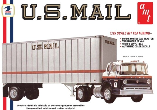 AMT 1/25 Ford C900 US Mail Truck with USPS Trailer