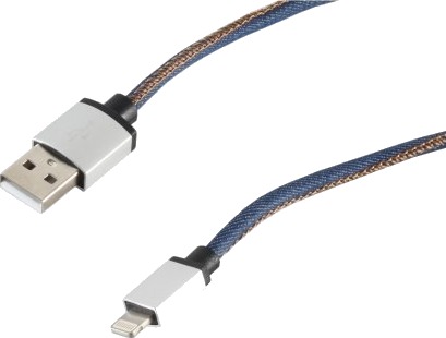 S/Conn 14-50025, 1 M, Lightning, Usb A, Blå, Rett, Rett