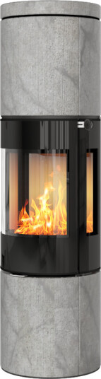 Rais Juno L 160 med kleberstein svart vedovn med sideglass og glassdør Rais Juno L 160 med kleberstein svart vedovn med sideglass og glassdør