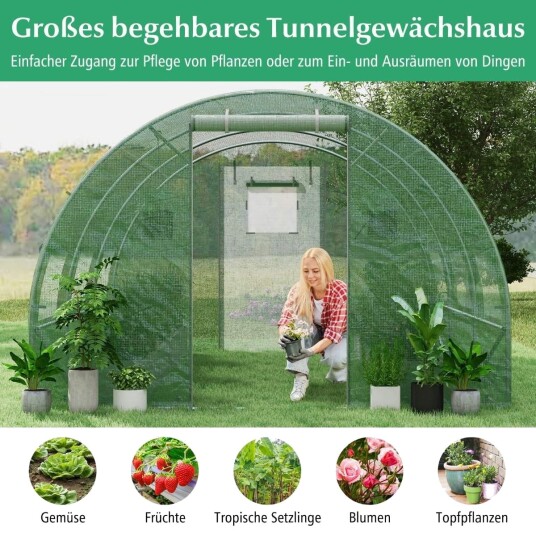 Walk in drivhus 12m² PE deksel ventilert og slitesterk