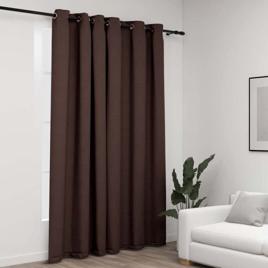 Vidaxl Lystett Gardin Med Maljer Og Lin-Design Gråbrun 290x245 Cm