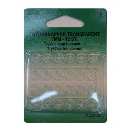 Vj Green Trykklåser trykknapper Transparent 7mm 12 stk