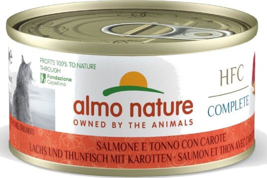 Almo Nature Hfc Våtfôr Complete Laks Og Tunfisk Med Gulrot 6 X 70 G