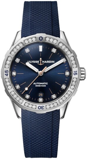 Ulysse Nardin Dameklokke 8163 182B 3 13 Diver Blå/Gummi Ø39 mm