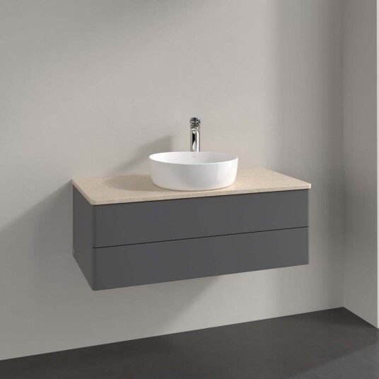 Villeroy & Boch Antao Servantskap med 2 skuffer 100x50x36 cm u/lys Antrasitt/Crème
