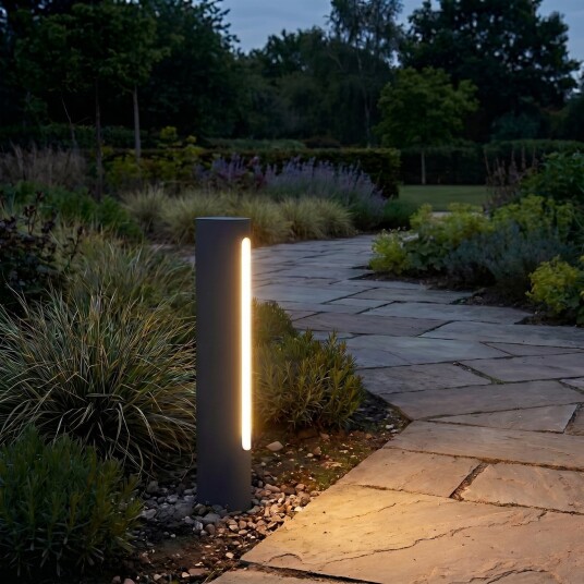 Celiora LED-gatelampe, høyde 45 cm, antrasitt, IP65 – Lucande - Moderne - Aluminium - Kantet