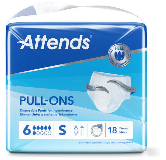 Attends Pull-ons 6 buksebleie, Small, 18 stk.
