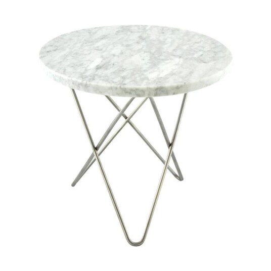 Ox Denmarq Mini O Table Sidebord Ø40 cm Stål/Hvit Matt Marmor