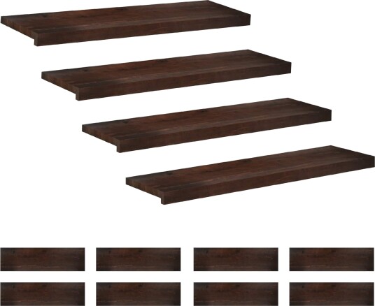 vidaXL Trappetrinn 12 stk. 90 x 30 x 2 cm Mørk brun Massiv bøketre