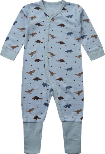 Hust & Claire Heldress i Ull/Bambus Dino Baby Blue Hust & Claire Heldress i Ull/Bambus Dino Baby Blue
