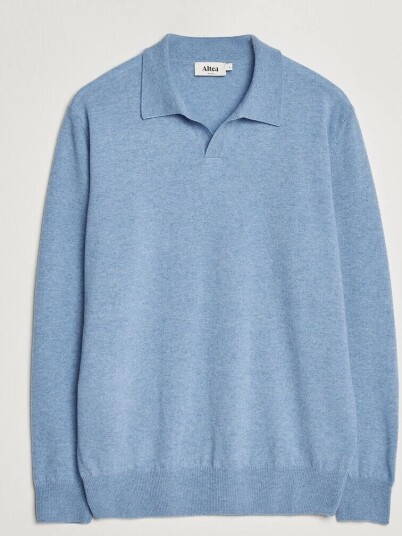Altea Long Sleeve Knitted Polo Sky Blue