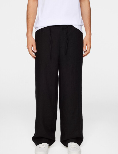 J. Lindeberg Noah Drape Linen Pants - Black - M