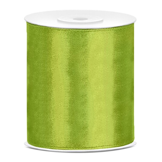 PartyDeco Satengbånd Limegrønn - 100mm x 25m