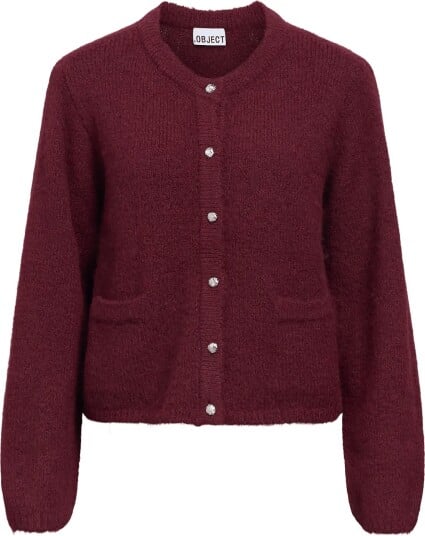 Object Objsaggia Re L/S Knit Cardigan Noos Burgundy M