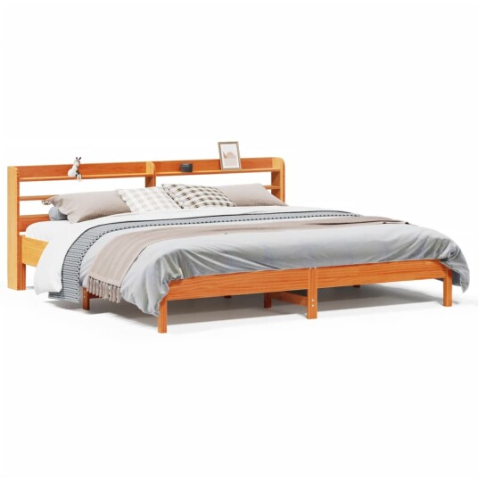 Sengeramme uten madrass voksbrun 180x200 cm heltre furu 3306881