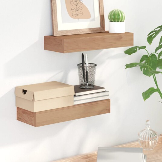 vidaXL Vegghyller 2 stk 40x15x6 cm heltre teak