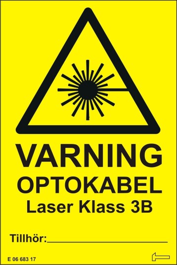 Hammarprodukter HVO075 Dekal advarsel for optokabel, Skilt