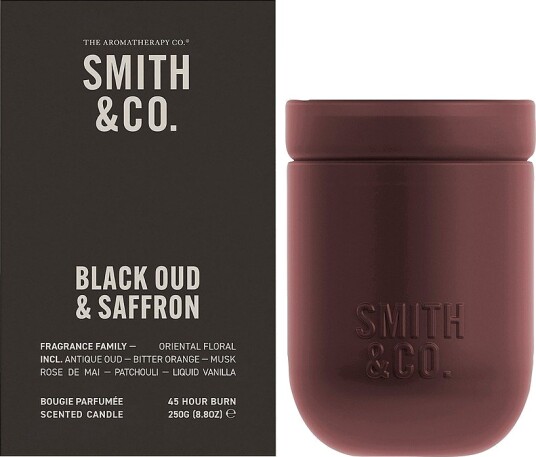 Smith & Co. Black Oud & Saffron Scented Candle 250 g 50 timer Smith & Co. Black Oud & Saffron Scented Candle 250 g 50 timer