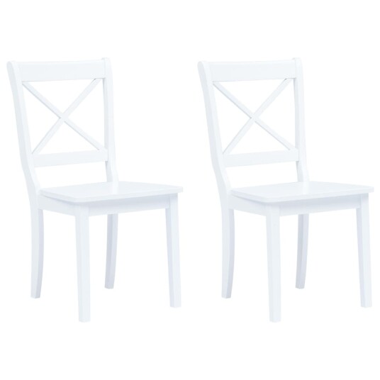 vidaXL Spisestoler 2 stk hvit heltre gummitre vidaXL Spisestoler 2 stk hvit heltre gummitre