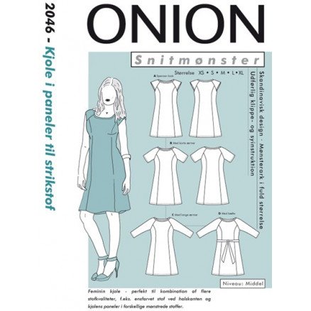 ONION Snittmønster 2046 Kjole med Paneler Str XS XL ONION Snittmønster 2046 Kjole med Paneler Str XS XL