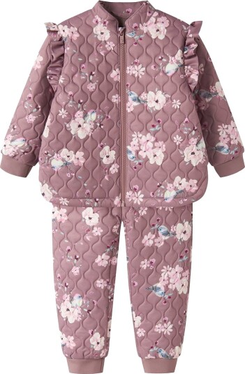Name It Termoklær Quiltet NmfMoon AOP Vemodig Mauve/Bird Name It 1 år (80) Termoklær Beige Rosa