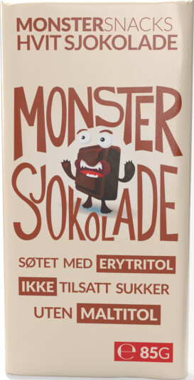 Monster Lavkarbo Belgisk Hvit Sjokolade - UTEN MALTITOL - 85g Monster Lavkarbo Belgisk Hvit Sjokolade - UTEN MALTITOL - 85g