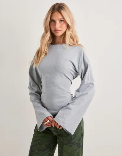 Nelly Grå Tie waist LS top