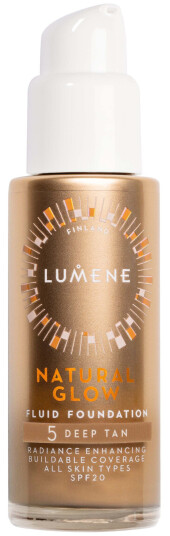 Lumene Natural Glow Fluid Foundation SPF20 5 Deep Tan 30ml - Fuktighetsgivende og Vegansk Lumene Natural Glow Fluid Foundation SPF20 5 Deep Tan 30ml - Fuktighetsgivende og Vegansk