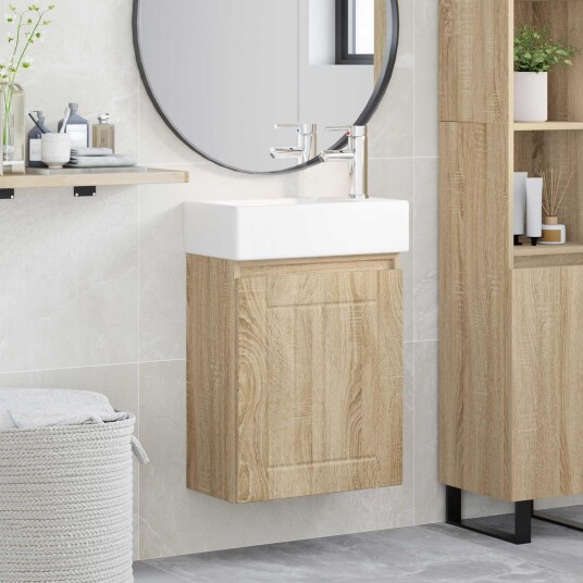 Badeværelses enhet med kran Sonoma eik 45,5 x 25,5 x 84 cm Badeværelses enhet med kran Sonoma eik 45,5 x 25,5 x 84 cm