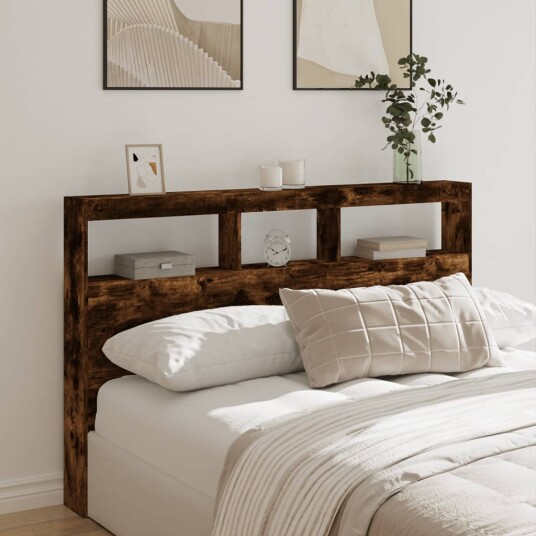 Hodegavl skap med LED røkt eik 160x17x102 cm 8721012465220