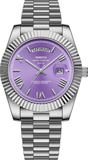 Nibosi Day Date Roman Silver Purple Nibosi Day Date Roman Silver Purple