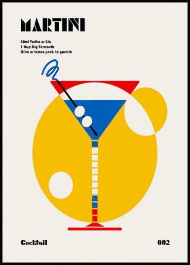 Martini Bauhaus Cocktail Poster Plakat / 40x50cm