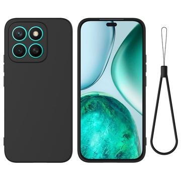 Honor X8c Flytende silikon deksel med håndstropp Svart