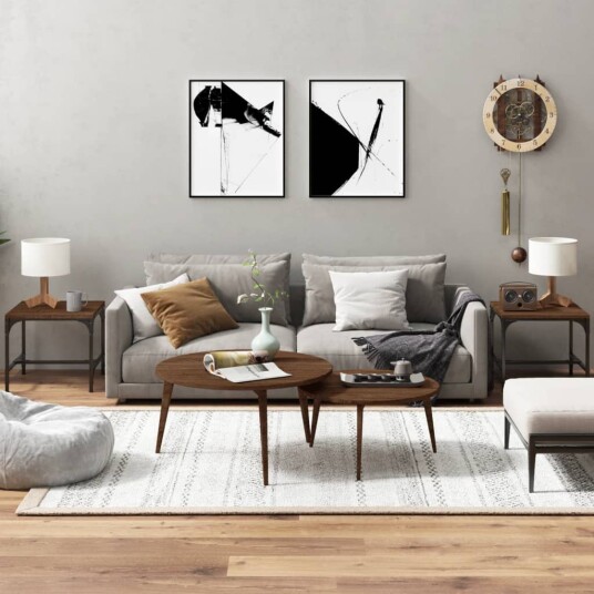 vidaXL Sidebord 2 stk brun eik 40x40x35 cm konstruert tre vidaXL Sidebord 2 stk brun eik 40x40x35 cm konstruert tre