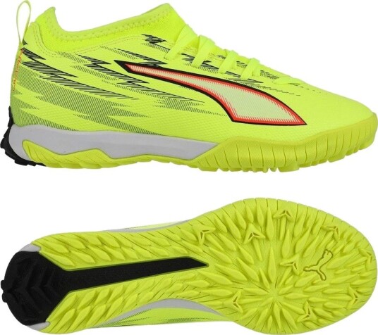 PUMA Ultra 6 Match Mid + TT Unleashed   Gul/PUMA Svart/rød Barn   Turf (TF) størrelse 37