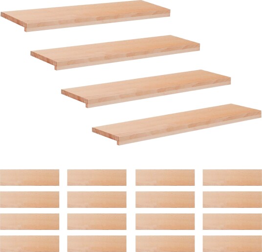 vidaXL Trappetrinn 20 stk. 100 x 30 x 2 cm Naturlig Massiv bøketre