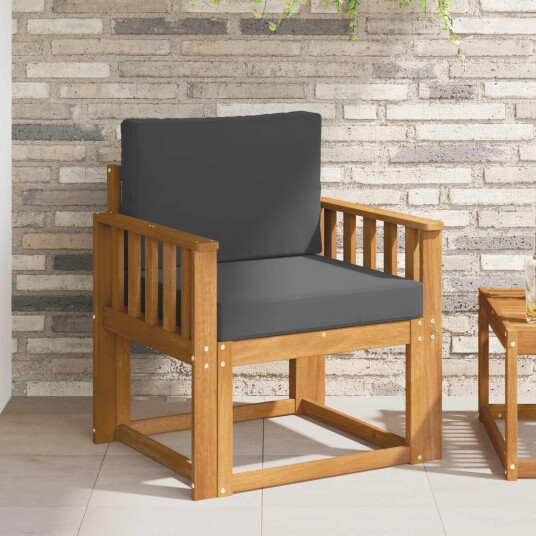 vidaXL Utesofa Solid akasietre og polyester Naturlig