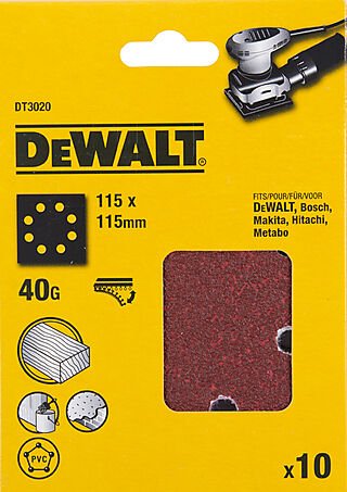 Dewalt slipepapir dt3020 40k 115x115 mm med borrelas