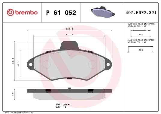 Bremseklosser BREMBO P 61 052