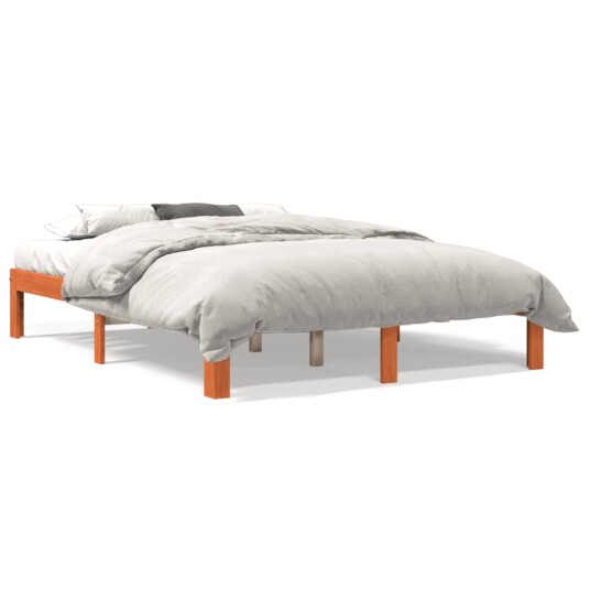 vidaXL Sengeramme brun 135x190 cm heltre furu 8721012361744