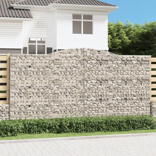 vidaXL Gabionkurver buede 8 stk 400x30x200/220 cm galvanisert jern