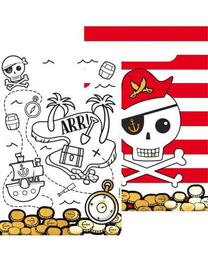 Amscan 8 stk Pirat Godteposer Piratfest 9909916