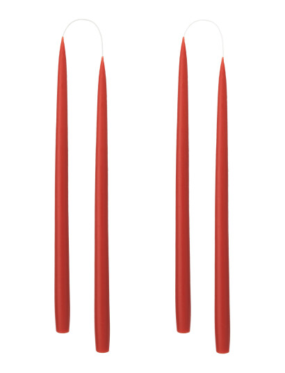 Kunstindustrien Hand Dipped Candles, 4 Pack - Red - ONE SIZE