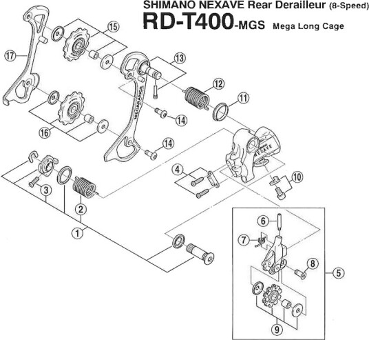 Shimano monteringsbolt for bakgir RD-T400