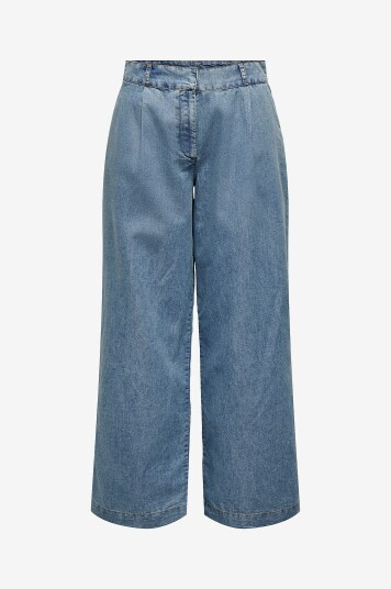 JDY - Bukser jdyTrixie MW Wide Chambray Pant Wvn - Blå