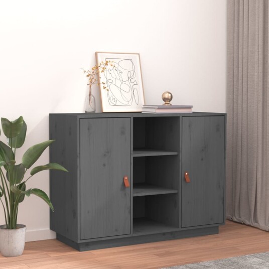 vidaXL Skjenk grå 100x40x75 cm heltre furu