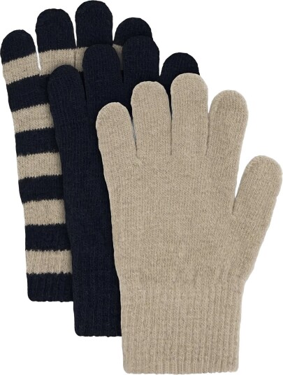 Minymo Magic Gloves Knit 3-Pack - DARK SAPPHIRE - 7-12Y