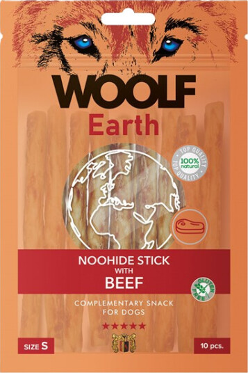 Woolf Earth Noohide Stick 90g med Biff - Hundesnacks og Tyggebein